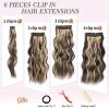 imageNAYOO Clip in Hair Extensions for Women 20 Inch Long Wavy Curly Auburn Hairpieces Full Head Synthetic Hair Hairpieces6PCSAuburnBlack Mix Blonde