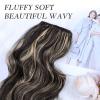 imageNAYOO Clip in Hair Extensions for Women 20 Inch Long Wavy Curly Auburn Hairpieces Full Head Synthetic Hair Hairpieces6PCSAuburnBlack Mix Blonde
