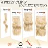 imageNAYOO Clip in Hair Extensions for Women 20 Inch Long Wavy Curly Auburn Hairpieces Full Head Synthetic Hair Hairpieces6PCSAuburnBlonde Mix Bleach Blonde