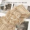 imageNAYOO Clip in Hair Extensions for Women 20 Inch Long Wavy Curly Auburn Hairpieces Full Head Synthetic Hair Hairpieces6PCSAuburnBlonde Mix Bleach Blonde