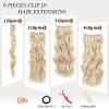 imageNAYOO Clip in Hair Extensions for Women 20 Inch Long Wavy Curly Auburn Hairpieces Full Head Synthetic Hair Hairpieces6PCSAuburnBlonde Mix Bleach Blonde