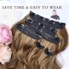 imageNAYOO Clip in Hair Extensions for Women 20 Inch Long Wavy Curly Auburn Hairpieces Full Head Synthetic Hair Hairpieces6PCSAuburnBrown Mix Blonde