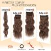 imageNAYOO Clip in Hair Extensions for Women 20 Inch Long Wavy Curly Auburn Hairpieces Full Head Synthetic Hair Hairpieces6PCSAuburnChestnut Brown