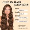 imageNAYOO Clip in Hair Extensions for Women 20 Inch Long Wavy Curly Auburn Hairpieces Full Head Synthetic Hair Hairpieces6PCSAuburnChestnut Brown