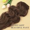 imageNAYOO Clip in Hair Extensions for Women 20 Inch Long Wavy Curly Auburn Hairpieces Full Head Synthetic Hair Hairpieces6PCSAuburnChestnut Brown