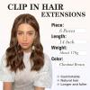 imageNAYOO Clip in Hair Extensions for Women 20 Inch Long Wavy Curly Auburn Hairpieces Full Head Synthetic Hair Hairpieces6PCSAuburnChestnut Brown