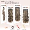 imageNAYOO Clip in Hair Extensions for Women 20 Inch Long Wavy Curly Auburn Hairpieces Full Head Synthetic Hair Hairpieces6PCSAuburnDark Brown Mix Blonde