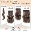 imageNAYOO Clip in Hair Extensions for Women 20 Inch Long Wavy Curly Auburn Hairpieces Full Head Synthetic Hair Hairpieces6PCSAuburnDark Brown Mix Blonde