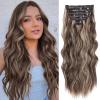 imageNAYOO Clip in Hair Extensions for Women 20 Inch Long Wavy Curly Auburn Hairpieces Full Head Synthetic Hair Hairpieces6PCSAuburnDark Brown Mix Blonde