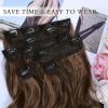 imageNAYOO Clip in Hair Extensions for Women 20 Inch Long Wavy Curly Auburn Hairpieces Full Head Synthetic Hair Hairpieces6PCSAuburnDark Brown Mix Chestnut