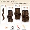 imageNAYOO Clip in Hair Extensions for Women 20 Inch Long Wavy Curly Auburn Hairpieces Full Head Synthetic Hair Hairpieces6PCSAuburnDark Brown Mix Chestnut