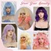 imageNAYOO Dark Green Wig with Bangs 14 Inch Bob Wig with Bangs Shoulder Length Green Short Wig for Daily Party UseBlonde to Pink
