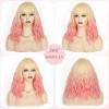 imageNAYOO Dark Green Wig with Bangs 14 Inch Bob Wig with Bangs Shoulder Length Green Short Wig for Daily Party UseBlonde to Pink
