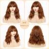 imageNAYOO Dark Green Wig with Bangs 14 Inch Bob Wig with Bangs Shoulder Length Green Short Wig for Daily Party UseBrown Highlight