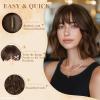 imageNAYOO Dark Green Wig with Bangs 14 Inch Bob Wig with Bangs Shoulder Length Green Short Wig for Daily Party UseDark Brown Highlight