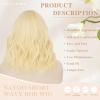 imageNAYOO Dark Green Wig with Bangs 14 Inch Bob Wig with Bangs Shoulder Length Green Short Wig for Daily Party UseLight Blonde