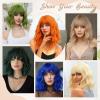 imageNAYOO Dark Green Wig with Bangs 14 Inch Bob Wig with Bangs Shoulder Length Green Short Wig for Daily Party UseLight Blonde