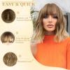 imageNAYOO Dark Green Wig with Bangs 14 Inch Bob Wig with Bangs Shoulder Length Green Short Wig for Daily Party UseOmbre Blonde