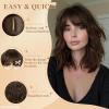 imageNAYOO Dark Green Wig with Bangs 14 Inch Bob Wig with Bangs Shoulder Length Green Short Wig for Daily Party UseOmbre Brown Highlight