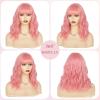 imageNAYOO Dark Green Wig with Bangs 14 Inch Bob Wig with Bangs Shoulder Length Green Short Wig for Daily Party UsePink