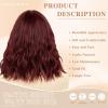 imageNAYOO Dark Green Wig with Bangs 14 Inch Bob Wig with Bangs Shoulder Length Green Short Wig for Daily Party UseWine Red