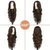 imageNAYOO Long Ombre Blonde Wavy Wig for Women 26 Inch Middle Part Curly Wavy Wig Natural Looking Synthetic Heat Resistant Fiber for Daily Party Use Ombre BlondeDark Brown Mixed Chestnut