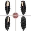 imageNAYOO Long Ombre Blonde Wavy Wig for Women 26 Inch Middle Part Curly Wavy Wig Natural Looking Synthetic Heat Resistant Fiber for Daily Party Use Ombre BlondeNatural Black