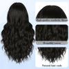 imageNAYOO Long Ombre Blonde Wavy Wig for Women 26 Inch Middle Part Curly Wavy Wig Natural Looking Synthetic Heat Resistant Fiber for Daily Party Use Ombre BlondeNatural Black