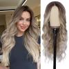 imageNAYOO Long Ombre Blonde Wavy Wig for Women 26 Inch Middle Part Curly Wavy Wig Natural Looking Synthetic Heat Resistant Fiber for Daily Party Use Ombre BlondeOmbre Dirty Blonde