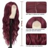 imageNAYOO Long Ombre Blonde Wavy Wig for Women 26 Inch Middle Part Curly Wavy Wig Natural Looking Synthetic Heat Resistant Fiber for Daily Party Use Ombre BlondeWine Red