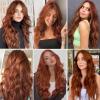 imageNAYOO Long Ombre Blonde Wavy Wig for Women 26 Inch Middle Part Curly Wavy Wig Natural Looking Synthetic Heat Resistant Fiber for Daily Party Use Ombre BlondeAuburn
