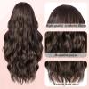 imageNAYOO Long Ombre Blonde Wavy Wig for Women 26 Inch Middle Part Curly Wavy Wig Natural Looking Synthetic Heat Resistant Fiber for Daily Party Use Ombre BlondeDark Brown Mixed Chestnut