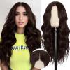 imageNAYOO Long Ombre Blonde Wavy Wig for Women 26 Inch Middle Part Curly Wavy Wig Natural Looking Synthetic Heat Resistant Fiber for Daily Party Use Ombre BlondeDark Brown