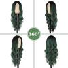 imageNAYOO Long Ombre Blonde Wavy Wig for Women 26 Inch Middle Part Curly Wavy Wig Natural Looking Synthetic Heat Resistant Fiber for Daily Party Use Ombre BlondeOmbre Green