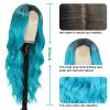 imageNAYOO Long Ombre Blonde Wavy Wig for Women 26 Inch Middle Part Curly Wavy Wig Natural Looking Synthetic Heat Resistant Fiber for Daily Party Use Ombre BlondeOmbre Bluish Green