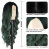 imageNAYOO Long Ombre Blonde Wavy Wig for Women 26 Inch Middle Part Curly Wavy Wig Natural Looking Synthetic Heat Resistant Fiber for Daily Party Use Ombre BlondeOmbre Green