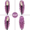 imageNAYOO Long Ombre Blonde Wavy Wig for Women 26 Inch Middle Part Curly Wavy Wig Natural Looking Synthetic Heat Resistant Fiber for Daily Party Use Ombre BlondePurple
