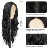 imageNAYOO Long Ombre Blonde Wavy Wig for Women 26 Inch Middle Part Curly Wavy Wig Natural Looking Synthetic Heat Resistant Fiber for Daily Party Use Ombre BlondeNatural Black