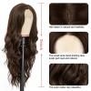 imageNAYOO Long Ombre Blonde Wavy Wig for Women 26 Inch Middle Part Curly Wavy Wig Natural Looking Synthetic Heat Resistant Fiber for Daily Party Use Ombre BlondeDark Brown