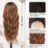 imageNAYOO Long Wavy Wigs for Women Dark Brown Middle Part Wig Synthetic Heat Resistant Fiber Women Wigs for Daily Party Use 26 Inch Dark BrownAuburn