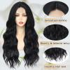imageNAYOO Long Wavy Wigs for Women Dark Brown Middle Part Wig Synthetic Heat Resistant Fiber Women Wigs for Daily Party Use 26 Inch Dark BrownBlack