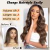 imageNAYOO Long Wavy Wigs for Women Dark Brown Middle Part Wig Synthetic Heat Resistant Fiber Women Wigs for Daily Party Use 26 Inch Dark BrownOmbre Brown
