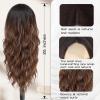 imageNAYOO Long Wavy Wigs for Women Dark Brown Middle Part Wig Synthetic Heat Resistant Fiber Women Wigs for Daily Party Use 26 Inch Dark BrownOmbre Brown