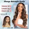 imageNAYOO Long Wavy Wigs for Women Dark Brown Middle Part Wig Synthetic Heat Resistant Fiber Women Wigs for Daily Party Use 26 Inch Dark BrownOmbre Platinum Blonde