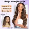imageNAYOO Long Wavy Wigs for Women Dark Brown Middle Part Wig Synthetic Heat Resistant Fiber Women Wigs for Daily Party Use 26 Inch Dark BrownOmbre Purple