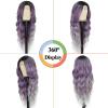 imageNAYOO Long Wavy Wigs for Women Dark Brown Middle Part Wig Synthetic Heat Resistant Fiber Women Wigs for Daily Party Use 26 Inch Dark BrownOmbre Purple