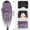 imageNAYOO Long Wavy Wigs for Women Dark Brown Middle Part Wig Synthetic Heat Resistant Fiber Women Wigs for Daily Party Use 26 Inch Dark BrownOmbre Purple