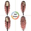imageNAYOO Long Wavy Wigs for Women Dark Brown Middle Part Wig Synthetic Heat Resistant Fiber Women Wigs for Daily Party Use 26 Inch Dark BrownPink