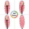 imageNAYOO Long Wavy Wigs for Women Dark Brown Middle Part Wig Synthetic Heat Resistant Fiber Women Wigs for Daily Party Use 26 Inch Dark BrownPinkA