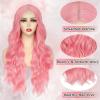 imageNAYOO Long Wavy Wigs for Women Dark Brown Middle Part Wig Synthetic Heat Resistant Fiber Women Wigs for Daily Party Use 26 Inch Dark BrownPinkA